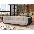 Sofá 2 Lugares 200cm Coin Courino Preto | Linho Off White - S